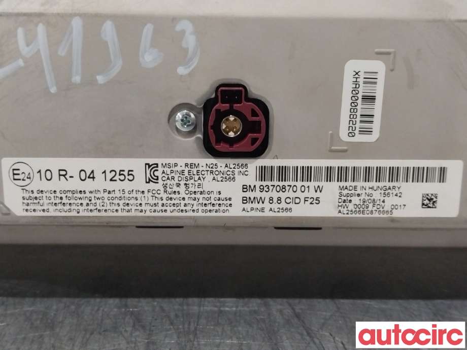 Multimedia display (MCU - Media Controller Unit) til BMW X3 2010-2017 (F25) (F25) (BMW|65509370870|9370870)