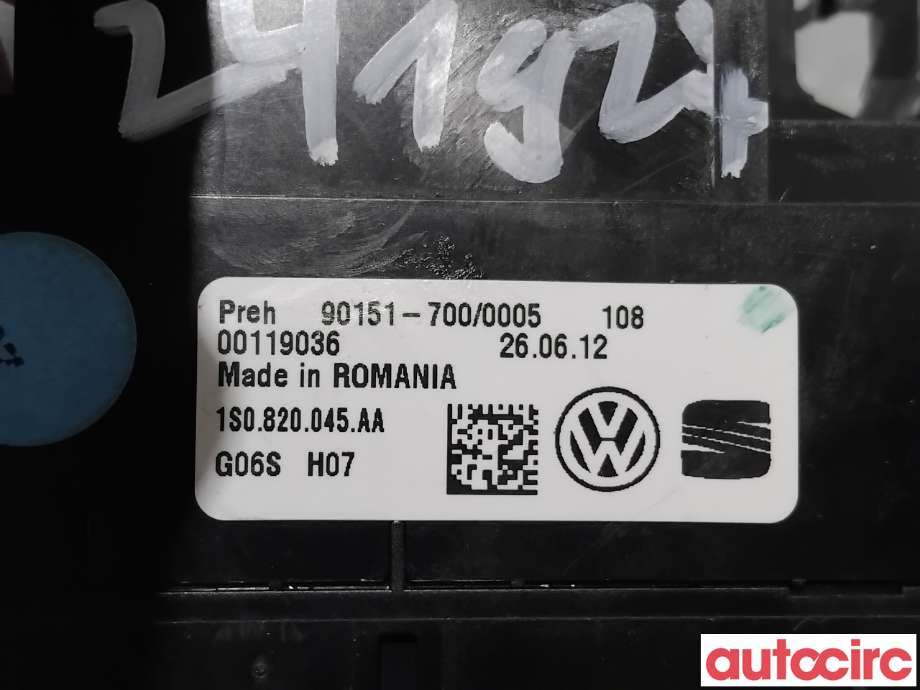 Varmeapparat betjening til VW Up 2012-2019  (VOLKSWAGEN|1S0820045S|90151-700|1S0820045AA)