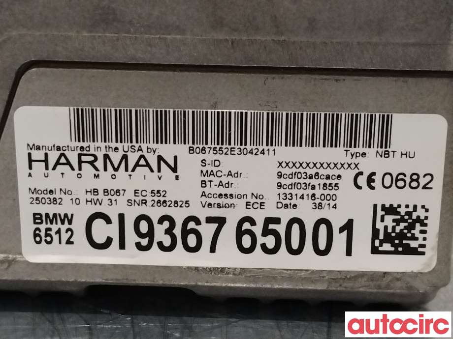 Bilstereo til BMW X3 2010-2017 (F25) (F25) (BMW|65129325977|65129367650)