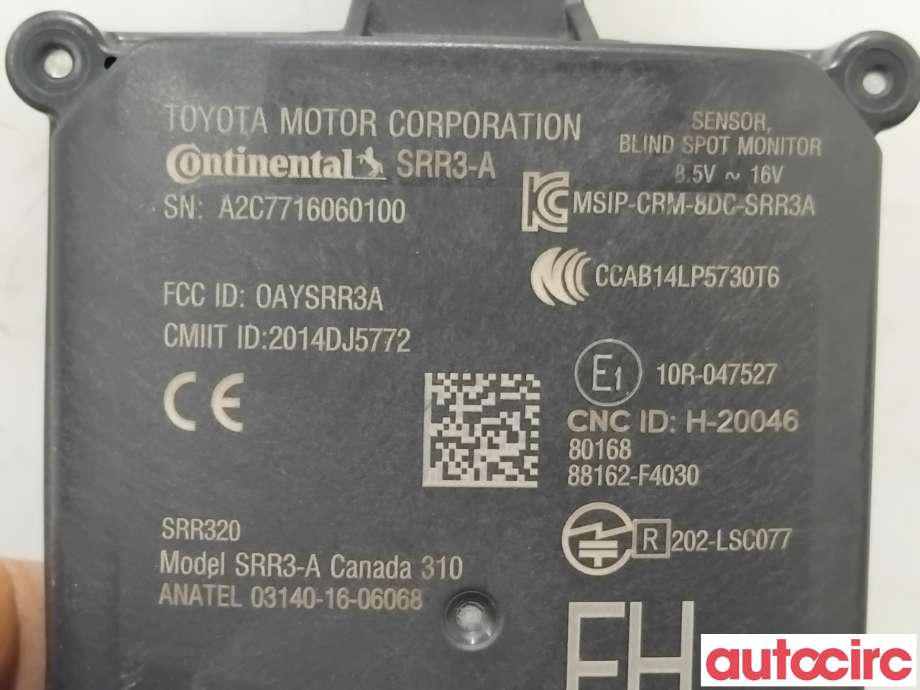 Sensor radar til Toyota C-HR 2016-->>  (TOYOTA|88162F4030|A2C7716060100|88162-F4030)