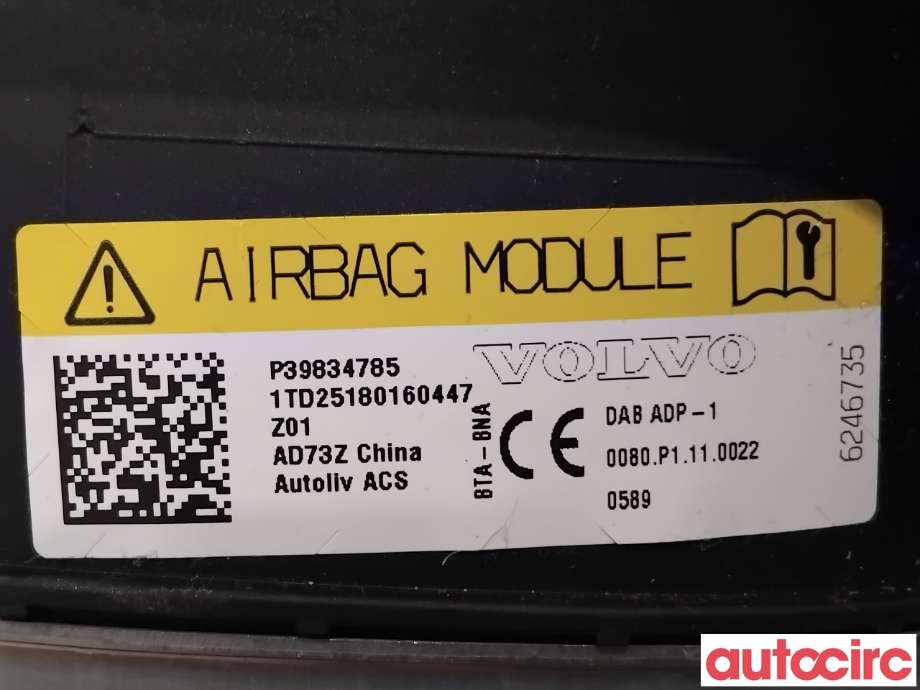 Airbag rattpute til Volvo V90 / V90 CC / S90 2016-->>  (VOLVO|39834785|)