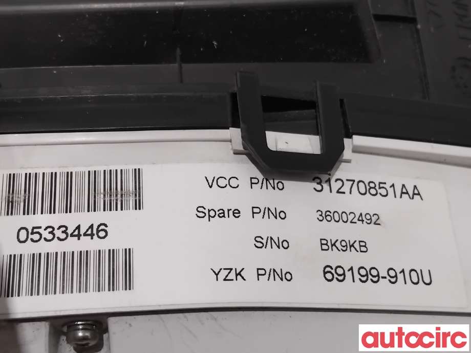 Instrumentpanel til Volvo XC60 2008-2013 (Type I, Fase 1)  (VOLVO|36002492|69199-810U)