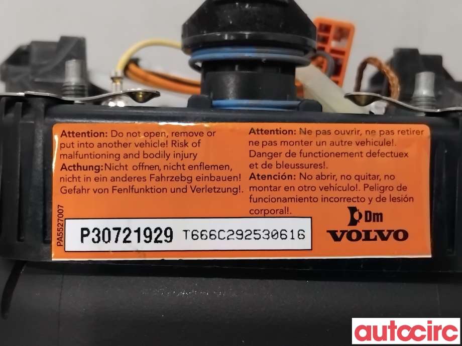 Airbag rattpute til Volvo XC60 2008-2013 (Type I, Fase 1)  (VOLVO|31332820||30721929)