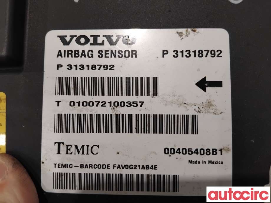 Airbag elektronikk til Volvo XC60 2008-2013 (Type I, Fase 1)  (VOLVO|31318792|00405408B1)