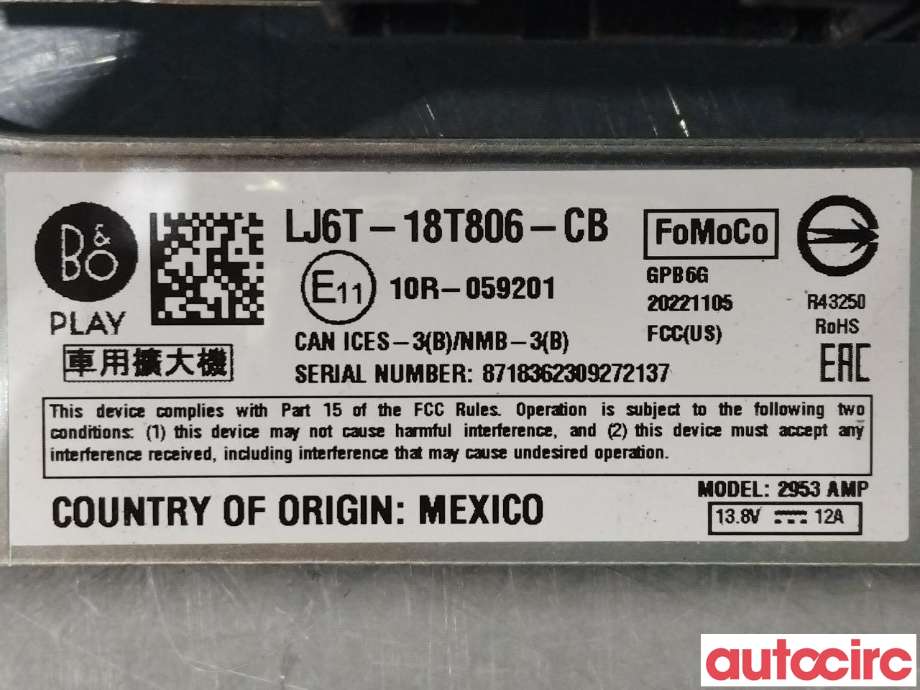 Bilstereo forsterker til Ford Kuga 2019-->> (Type III) (FORD|2709938|LJ6T-18T806-CB)