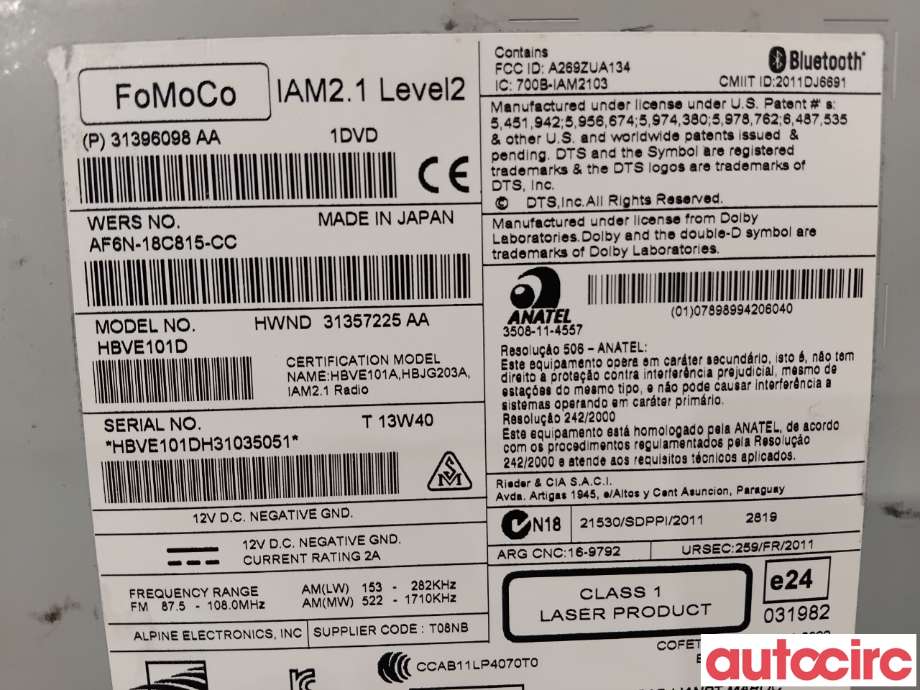Bilstereo til Volvo V40 2012-2019  (VOLVO|36050606|HBVE101D|31357225)