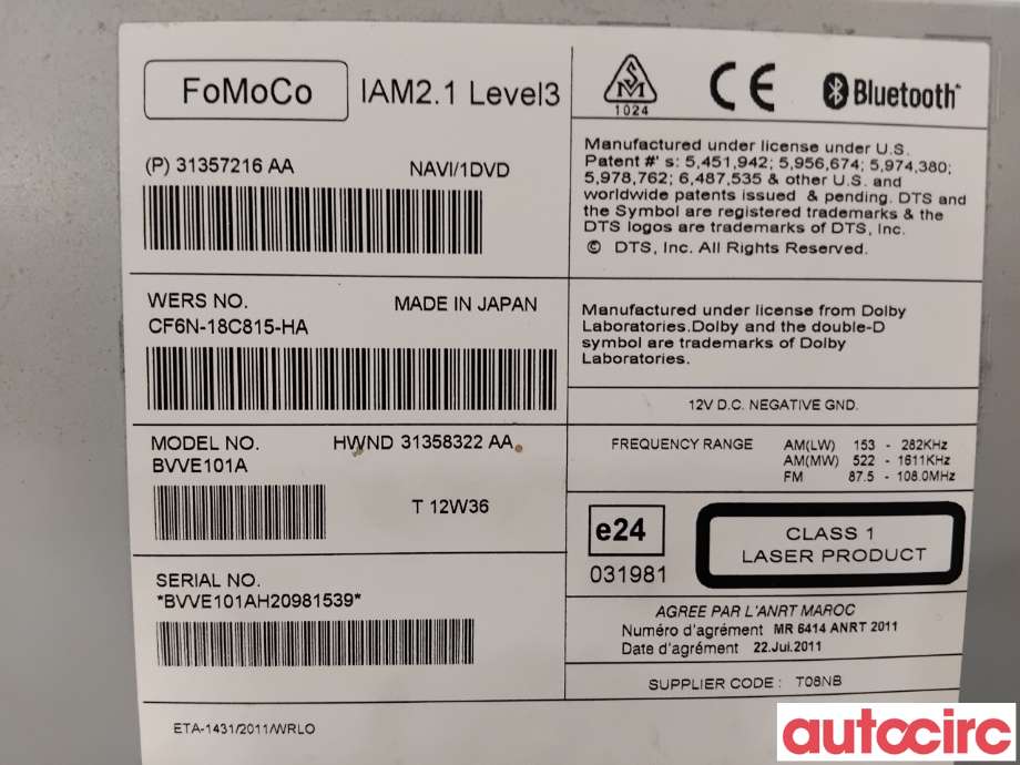 Bilstereo navigasjon til Volvo V40 2012-2019  (VOLVO|36051008|BVVE101A|31358322)