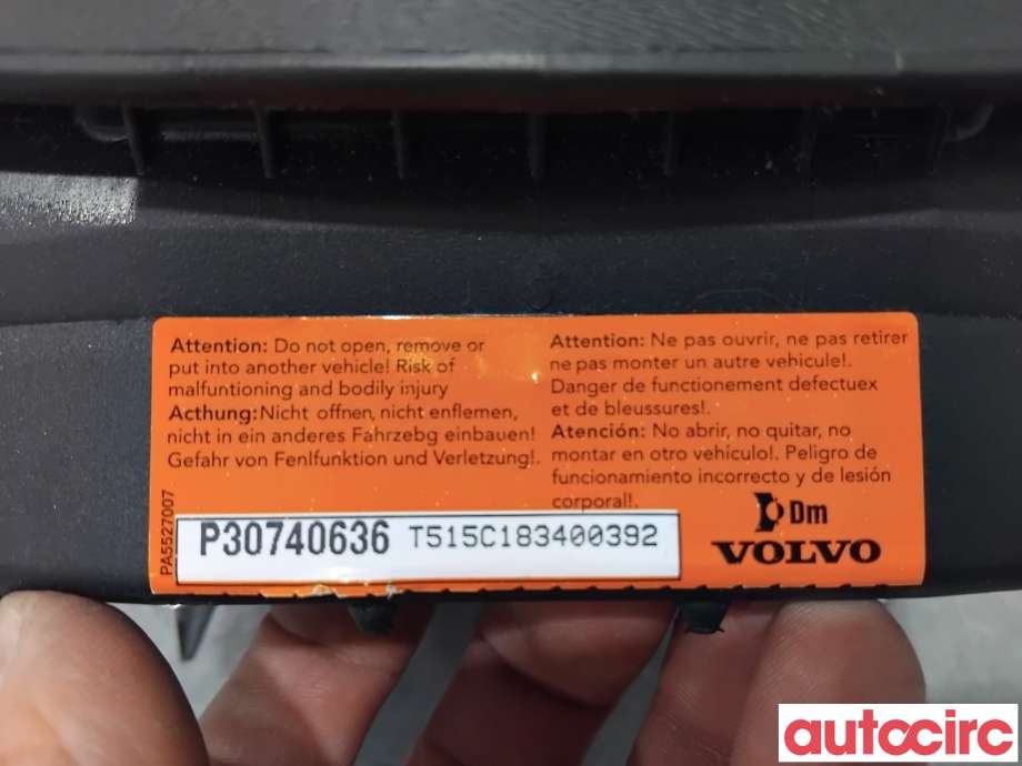 Airbag rattpute til Volvo XC60 2008-2013 (Type I, Fase 1)  (VOLVO|30740636|)