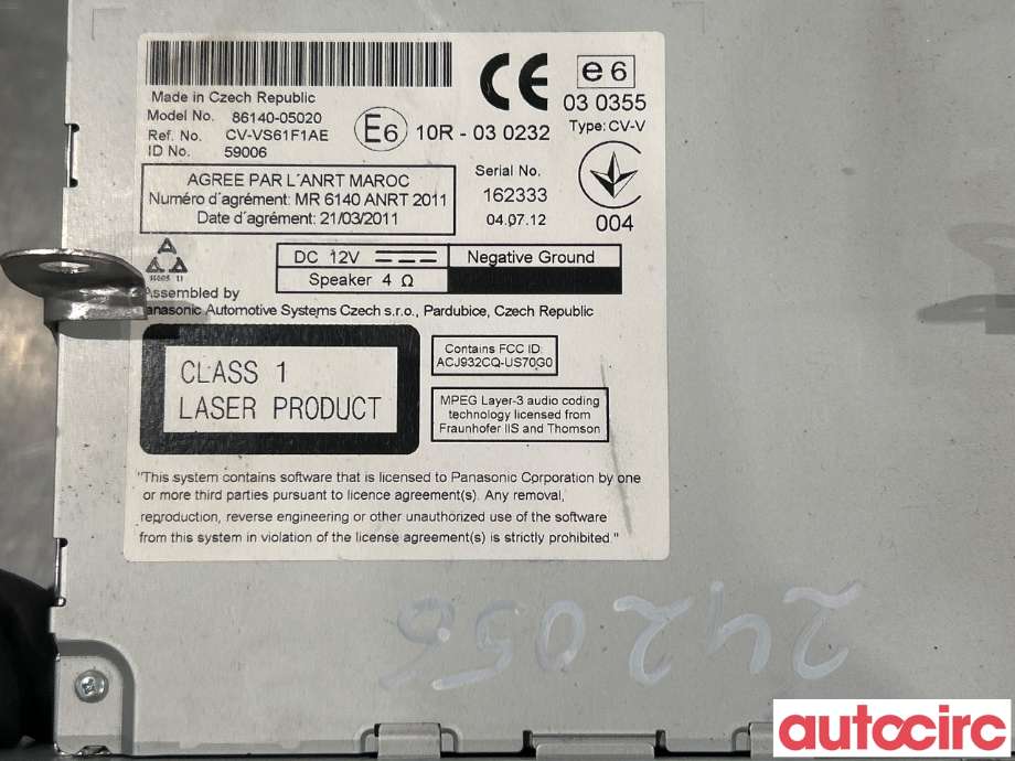 Bilstereo til Toyota Avensis 2009-2015 (Type III, Fase 1)  (TOYOTA|8614005020)