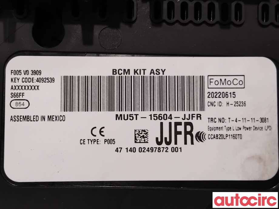 Sikringsboks til Ford Mustang Mach-e 2020-->>  (FORD (US)|2632234|20220615|MU5T-15604-JJFR)