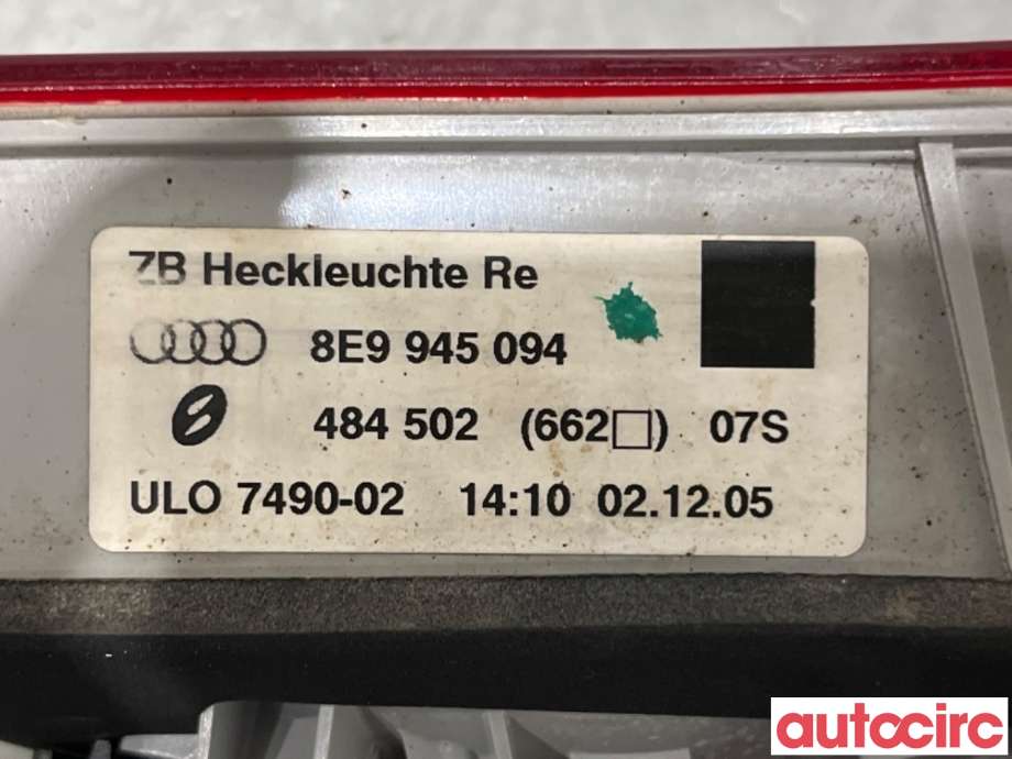 Baklykt høyre indre til Audi A4 2004-2008 (Type III) (B7) (B7) (AUDI|8E9945094A|484502|8E9945094)