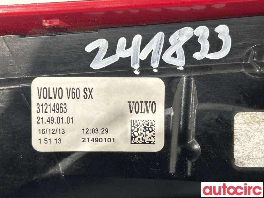Baklykt venstre til Volvo V60/V60 CC 2013-2018 (Type I, Fase 2) (VOLVO|31395928|31214963)