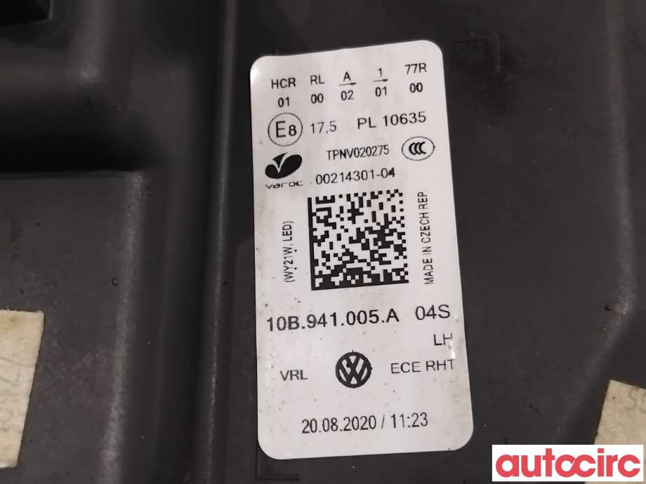 Frontlykt venstre halogen til VW ID.3 2020-->> (VOLKSWAGEN|10B941029||10B941005A)