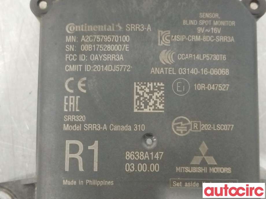 Sensor radar til Mitsubishi Outlander 2015-->> (Type III, Fase 2) (MITSUBISHI|8638A147|A2C7579570100)