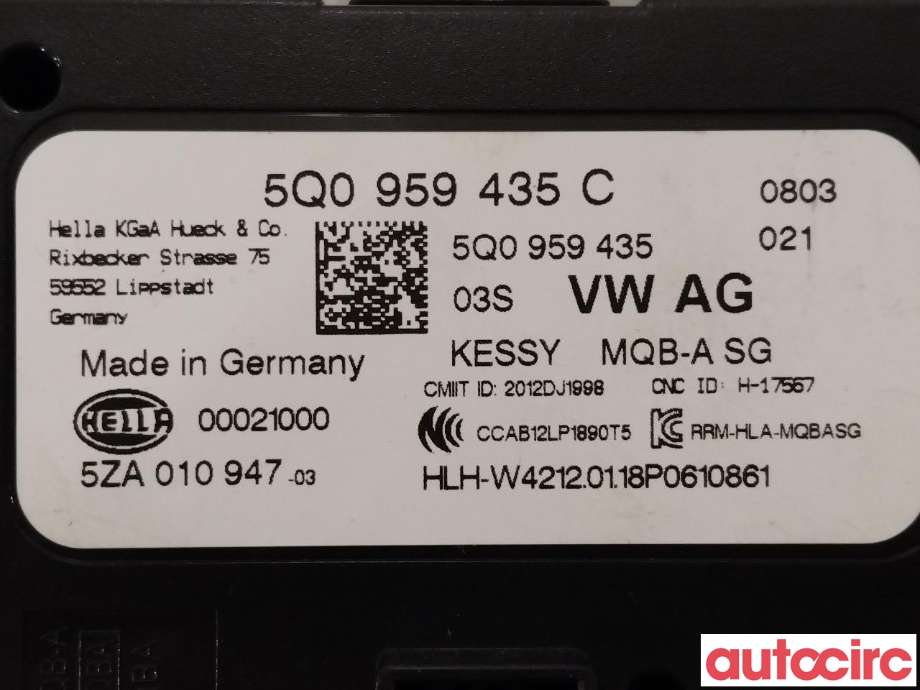 Styreenhet nøkkelfri/keyless til VW e-Golf 2017-2020 (Fase 2)  (VOLKSWAGEN|5Q0959435C)