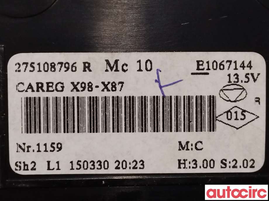 Varmeapparat betjening til Renault Captur 2013-2020 (Type I)  (RENAULT|275108796R)
