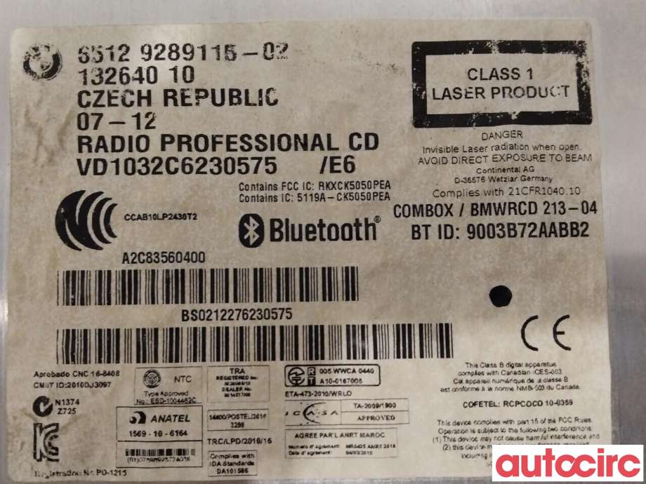 Bilstereo til BMW X1 2009-2015 (E84) (E84) (BMW|65129343207|65129289115)