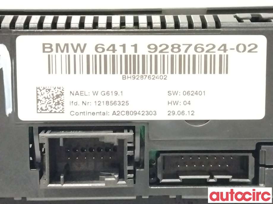 Varmeapparat betjening til BMW X1 2009-2015 (E84) (E84) (BMW|64119292262|64119287624)
