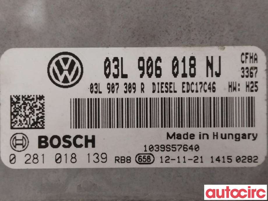 Styreenhet motor til VW Caddy 2010-2015 (Type III, Fase 2)  (VOLKSWAGEN|03L906018NJ|0281018139)
