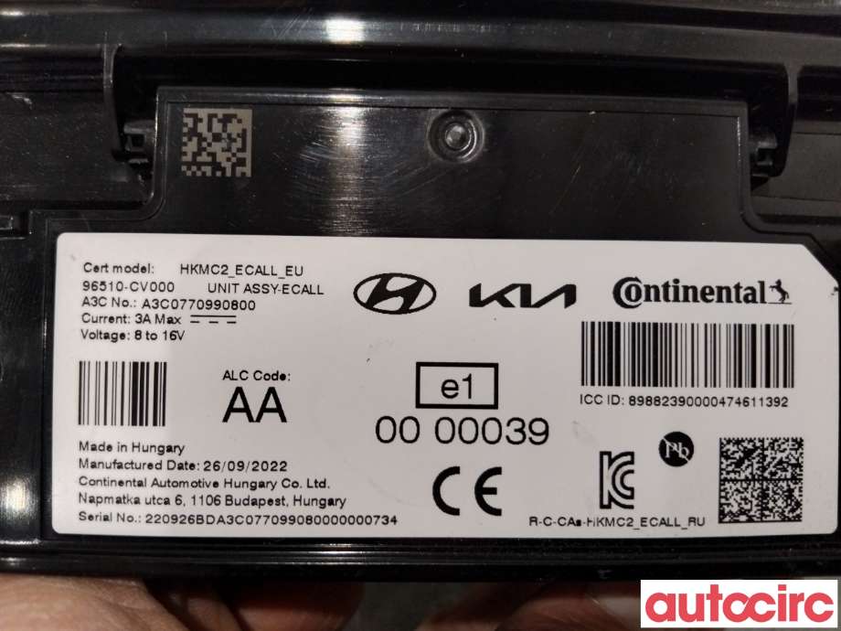 Styreenhet diverse til Kia EV6 2021-->>  (KIA|96510CV000|A3C0770990800|96510-CV000)