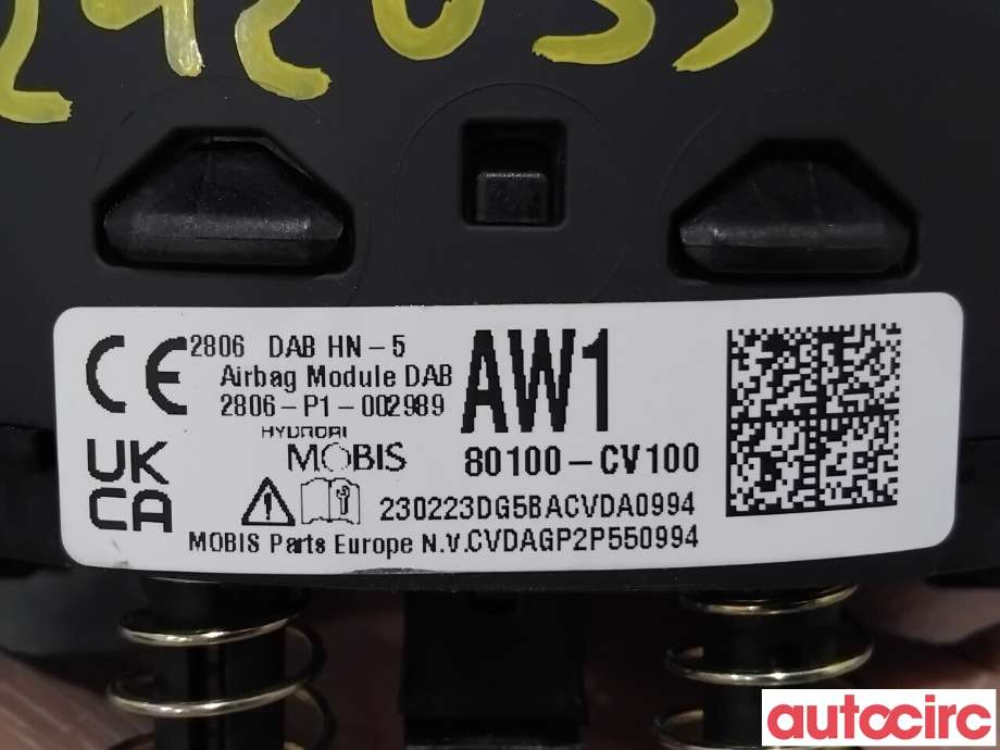Airbag rattpute til Kia EV6 2021-->>  (KIA|80100CV100WK||80100-CV100)