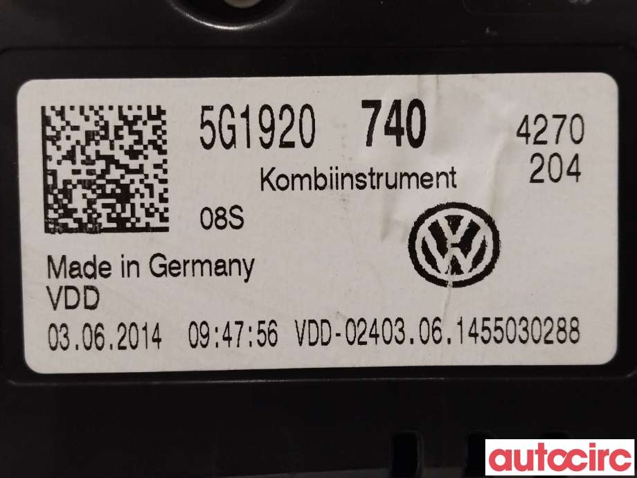 Instrumentpanel til VW Golf VII 2012-2017 (Fase 1)  (VOLKSWAGEN|5G1920740)