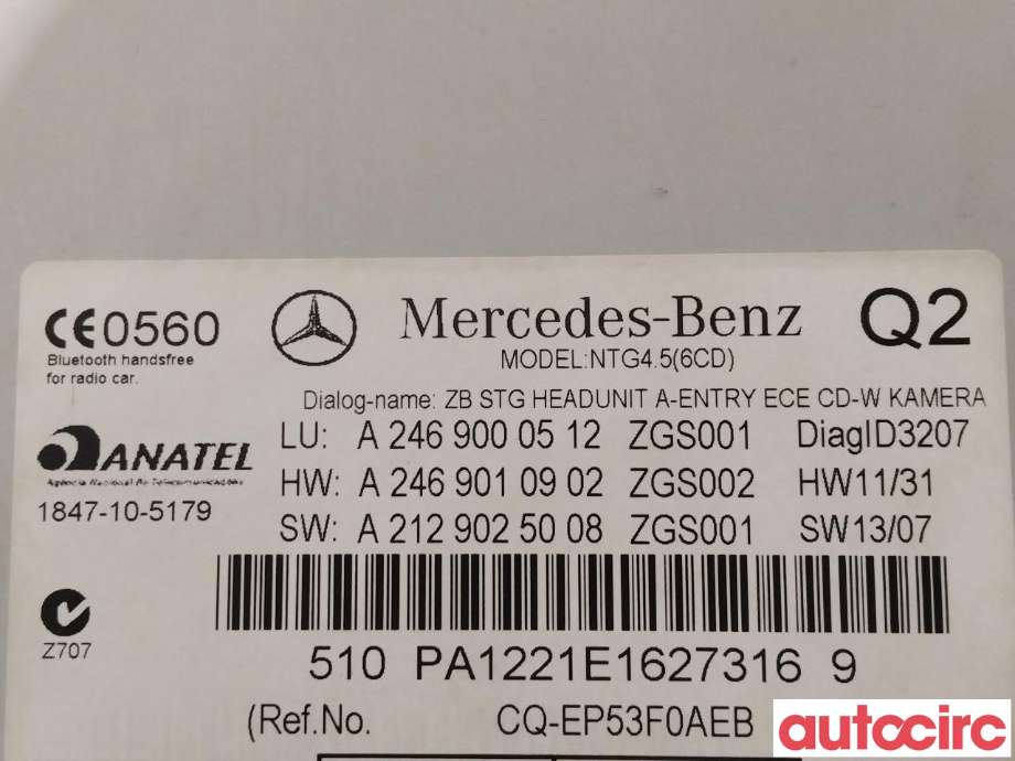 Bilstereo til Mercedes B-Klasse 2011-2018 (W246) (W246) (MERCEDES|A2469001016|A2469000512)