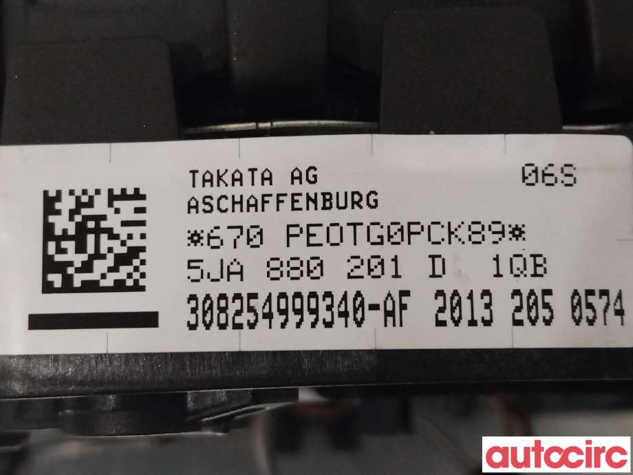 Airbag rattpute til Škoda Rapid 2012-2019  (SKODA|5JA880201D)
