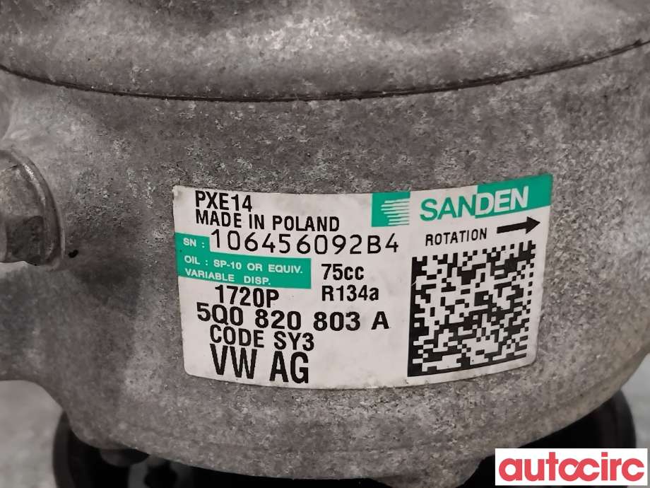 Aircondition kompressor til VW Golf VII 2012-2017 (Fase 1)  (VOLKSWAGEN|5Q0820803F|PXE141720|5Q0820803K)