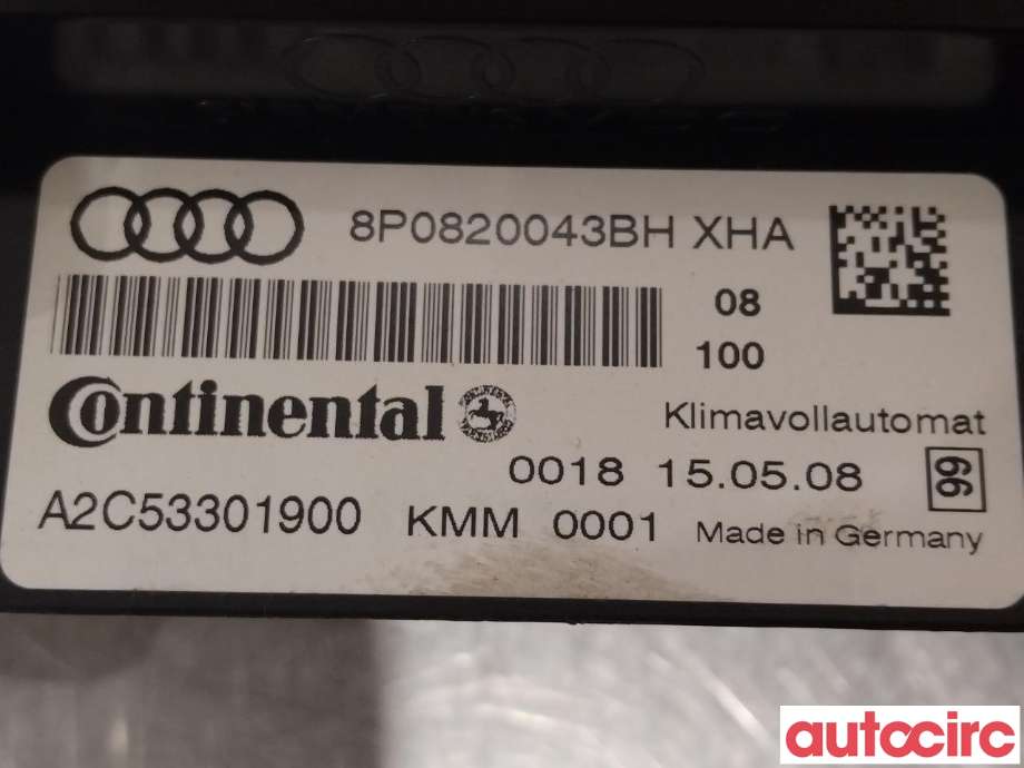 Varmeapparat betjening til Audi A3 2003-2008 (Type II, Fase 1)  (AUDI|8P0820043BN|8P0820043BH)