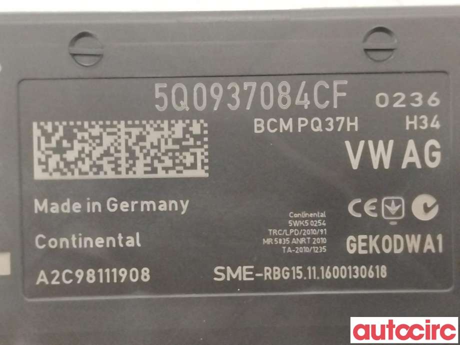 Styreenhet comfort (BCM) til VW Tiguan 2016-2020 (Type II, Fase 1) (VOLKSWAGEN|5Q0937084CG|5Q0937084CF)