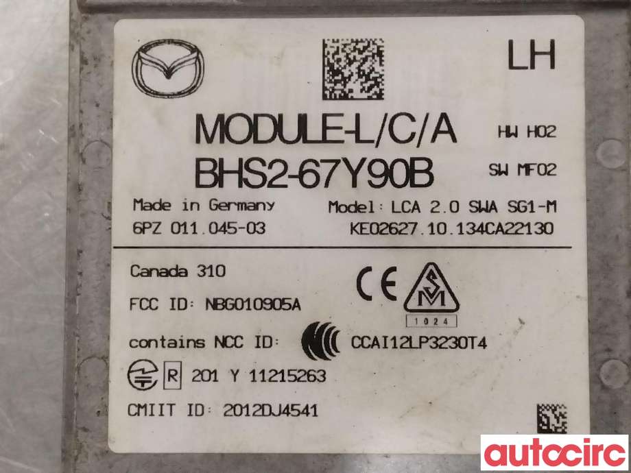 Sensor radar til Mazda 3 2013-2016 (Type III, Fase 1)  (MAZDA|BHS2-67-Y90F|6PZ011045-03|BHS2-67Y90B)