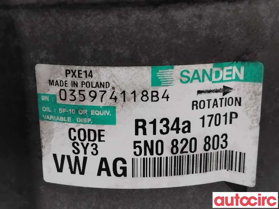 Aircondition kompressor til Audi A3 2009-2012 (Type II, Fase 2)  (AUDI|5K0820803X|PXE141701|1K0820808F)