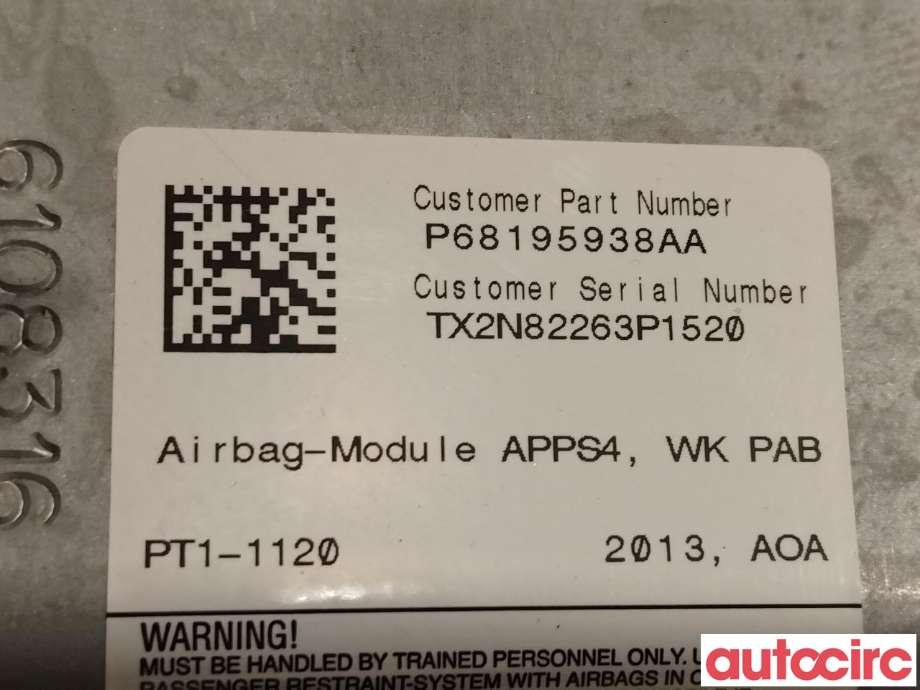 Airbag passasjer til Jeep Grand Cherokee 2012-2020 (JEEP|68195938AA)