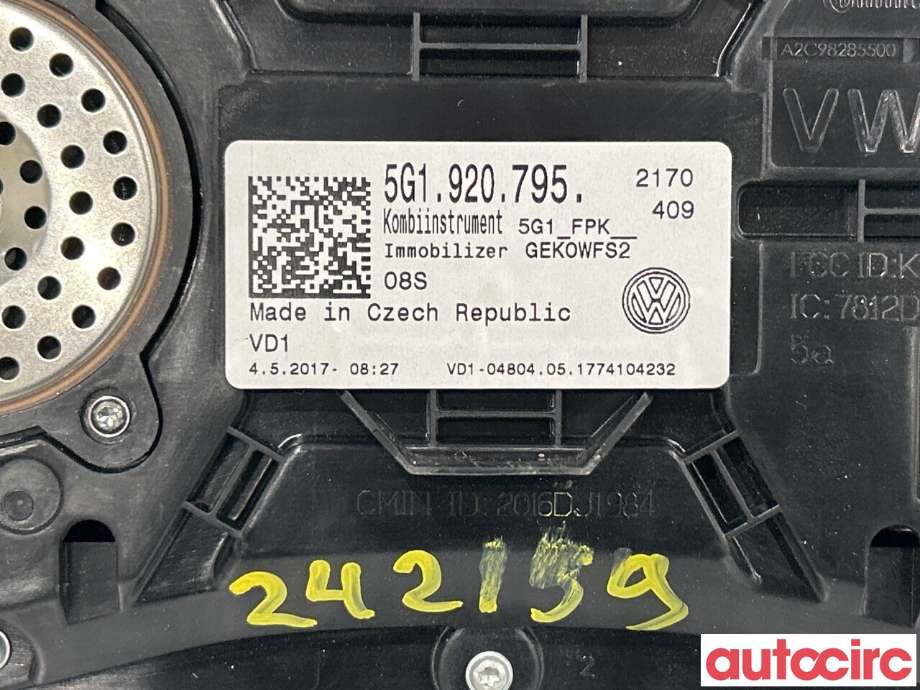 Instrumentpanel til VW e-Golf 2017-2020 (Fase 2) (VOLKSWAGEN|5G1920795)