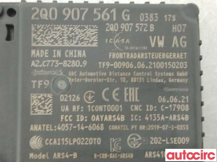 Sensor radar til VW T-Cross 2019-->>  (VOLKSWAGEN|2Q0907561P|2Q0907561G)