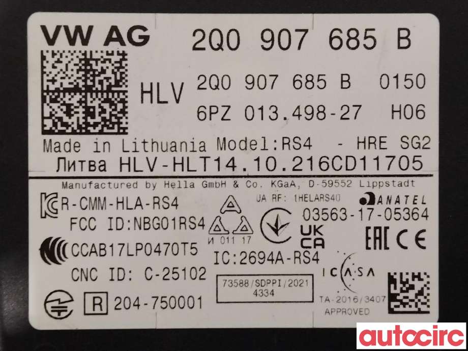 Sensor radar til VW T-Cross 2019-->>  (VOLKSWAGEN|2Q0907685B)
