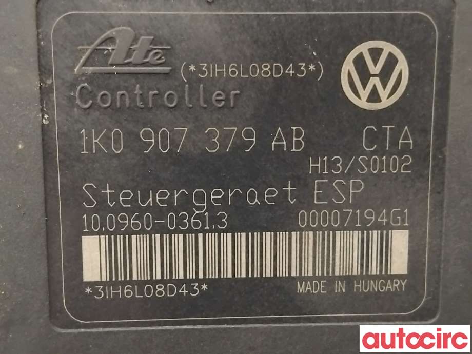 ABS sentral til Audi A3 2003-2008 (Type II, Fase 1) (AUDI|1K0614517AB|100960-03613)