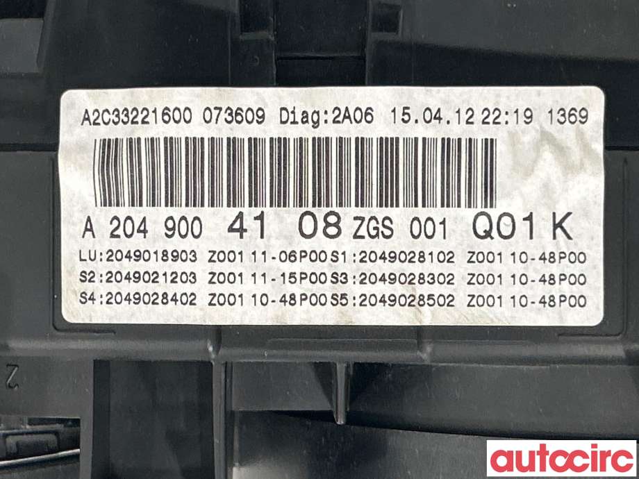 Instrumentpanel til Mercedes C-Klasse 2011-2014 (Fase 2) (W204) (W204) (MERCEDES|A2049004108)