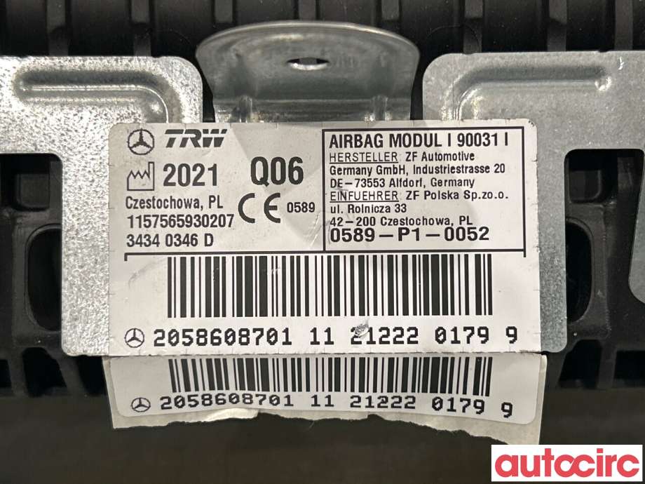 Airbag passasjer til Mercedes C-Klasse 2011-2014 (Fase 2) (W204) (W204) (MERCEDES|A2048601200|A2058608701)