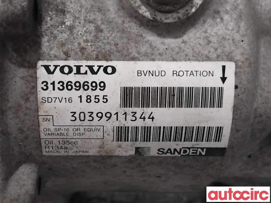 Aircondition kompressor til Volvo V60/V60 CC 2013-2018 (Type I, Fase 2)  (VOLVO|36002867|SD7V161855|31369699)