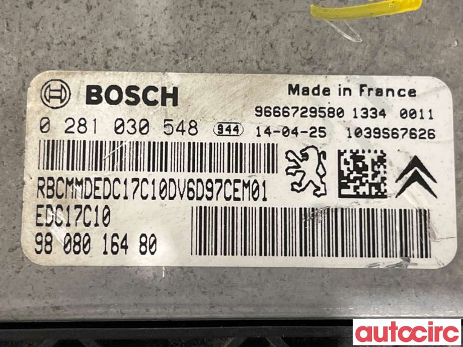 Styreenhet motor til Citroën C4, Cactus 2014-2017 (Fase 1)  (CITROEN|1677639180|0281030548|9808016480)