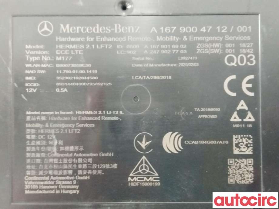 Styreenhet diverse til Mercedes EQC 2019-->> (MERCEDES|A2389008601|A1679004712)