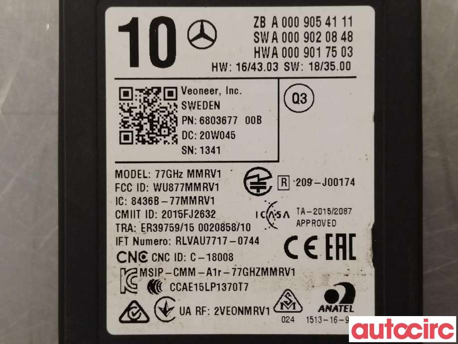 Sensor radar til Mercedes EQC 2019-->> (MERCEDES|A0009054111)