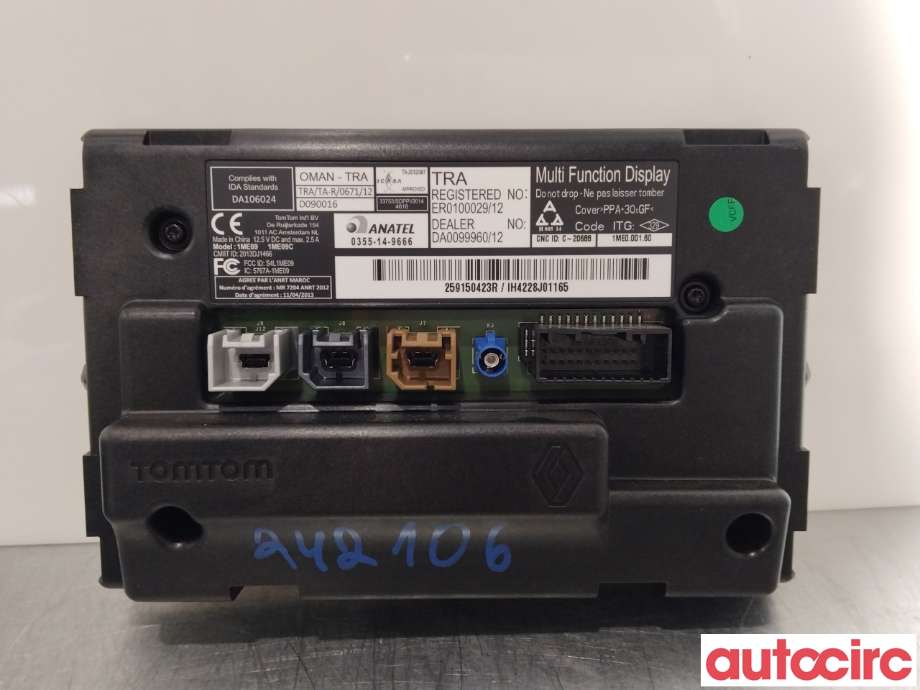 Multimedia display (MCU - Media Controller Unit) til Renault Zoe 2013-2019 (Fase 1)  (RENAULT|259150423R)
