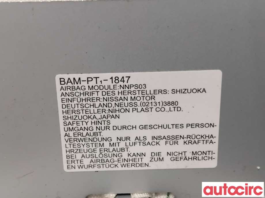 Airbag passasjer til Nissan Leaf 2011-2017 (Type I)  (NISSAN|K85153NC0A|)