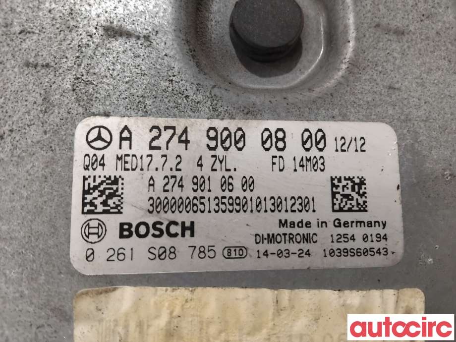 Styreenhet motor til Mercedes C-Klasse 2014-2018 (Fase 1) (W205) (W205) (MERCEDES|A2749000800|0261S08785|A2749002900)