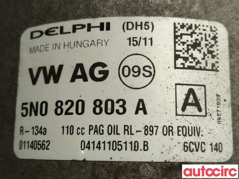 Aircondition kompressor til VW Passat 2011-2015 (B7) (B7) (VOLKSWAGEN|5K0820803X|6CVC140|1K0820808F)