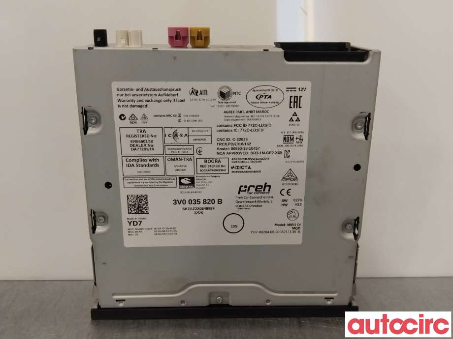 Bilstereo diverse til Škoda Superb, 2015-->> (Type III) (SKODA|3V0035820P)
