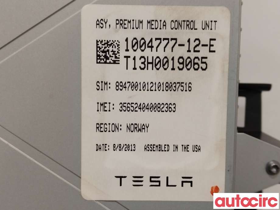 Multimedia display (MCU - Media Controller Unit) til Tesla Model S 2013-2016 (Fase 1) (TESLA|1015898-00-A|1004777-12-E)